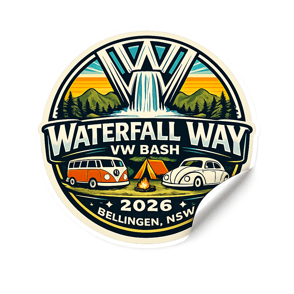 Waterfall Way VW Bash 2026 – Official Round Event Sticker